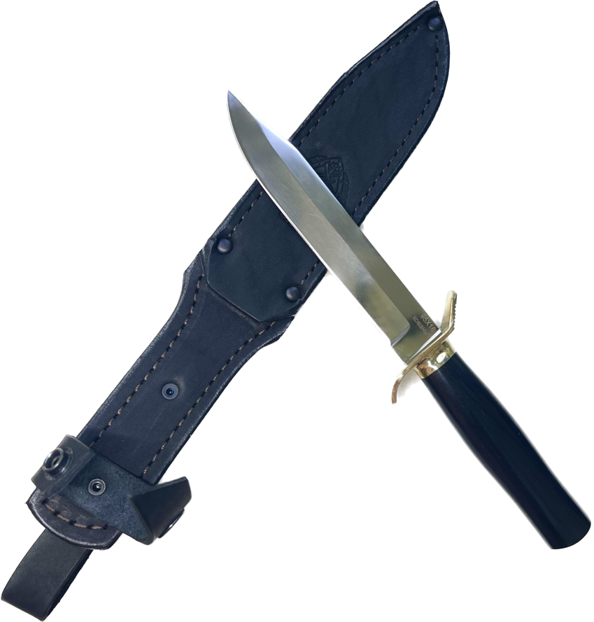 Нож разведчика "НР-40" из кованой стали 95x18 ( Россия ), гарда и основание из латуни, рукоять граб