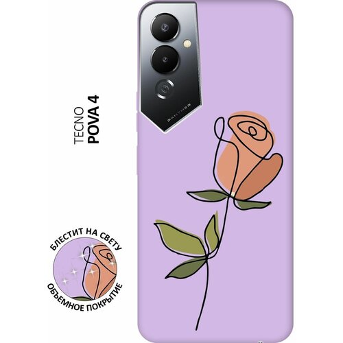 Силиконовый чехол на Tecno Pova 4, Техно Пова 4 Silky Touch Premium с принтом Rose сиреневый силиконовый чехол на tecno pova 4 техно пова 4 silky touch premium с принтом limited edition сиреневый