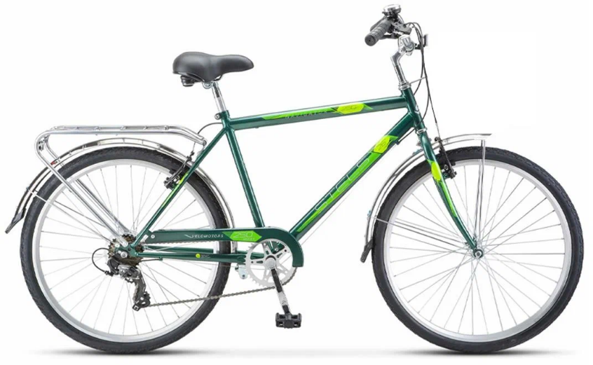 Велосипед Stels Navigator-250 V,мужск.Зелёный (Корзинка) 2023г.