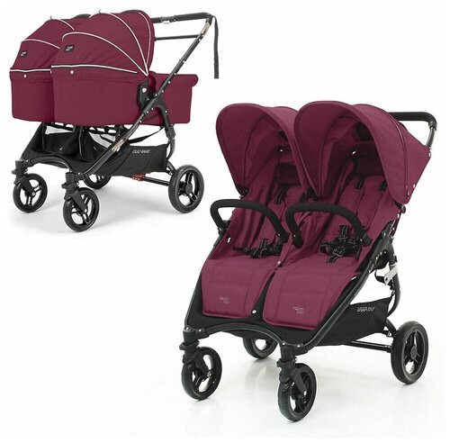 Универсальная коляска для двойни Valco Baby Snap Duo (2 в 1), Wine, цвет шасси: черный