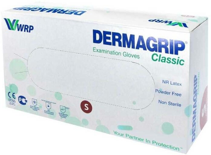 Перчатки Dermagrip Classic латексные нестерильные неопудренные 50 пар р. S 1 уп