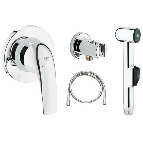 Готовый комплект для гигиенического душа GROHE BauCurve: встраиваемый смеситель, гигиенический душ со шлангом и держателем, хром (123072)