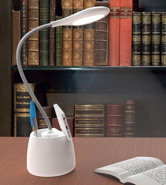 Лампа настольная Ritmix LED-530, 5 Вт, 300 лм, 6000К, димер, с подставкой для телефона, белый