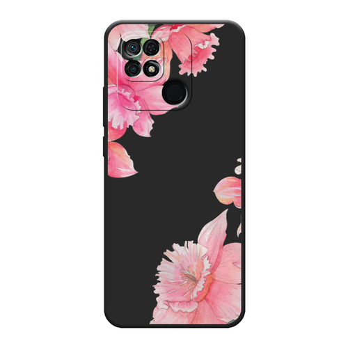 Матовый силиконовый чехол на Xiaomi Redmi 10C / Сяоми Редми 10C Розовые цветочные уголки, черный силиконовый чехол на xiaomi redmi 3 сяоми редми 3 розовые цветочные уголки прозрачный