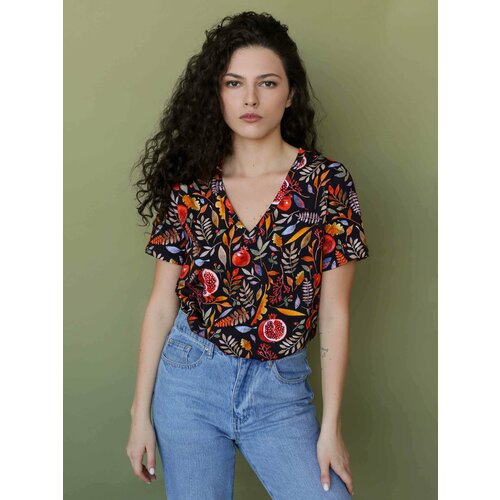 фото Футболка la-lama, размер m, бордовый, коричневый