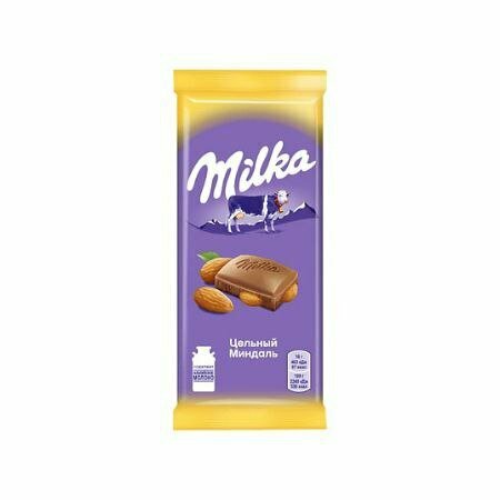 Шоколад MILKA (милка) молочный начинка цельный миндаль 85 г