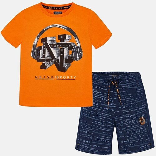 Комплект одежды Mayoral, размер 160, синий, оранжевый комплект одежды mayoral размер 160 белый синий