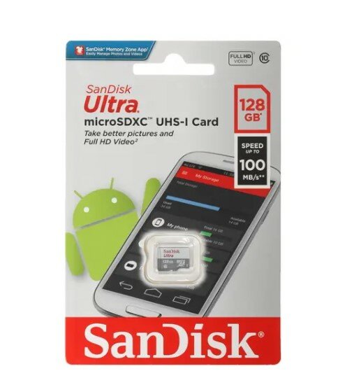 Карта памяти SanDisk Ultra microSDXC 128 ГБ Class 10, UHS-I, R 100 МБ/с — фото 1