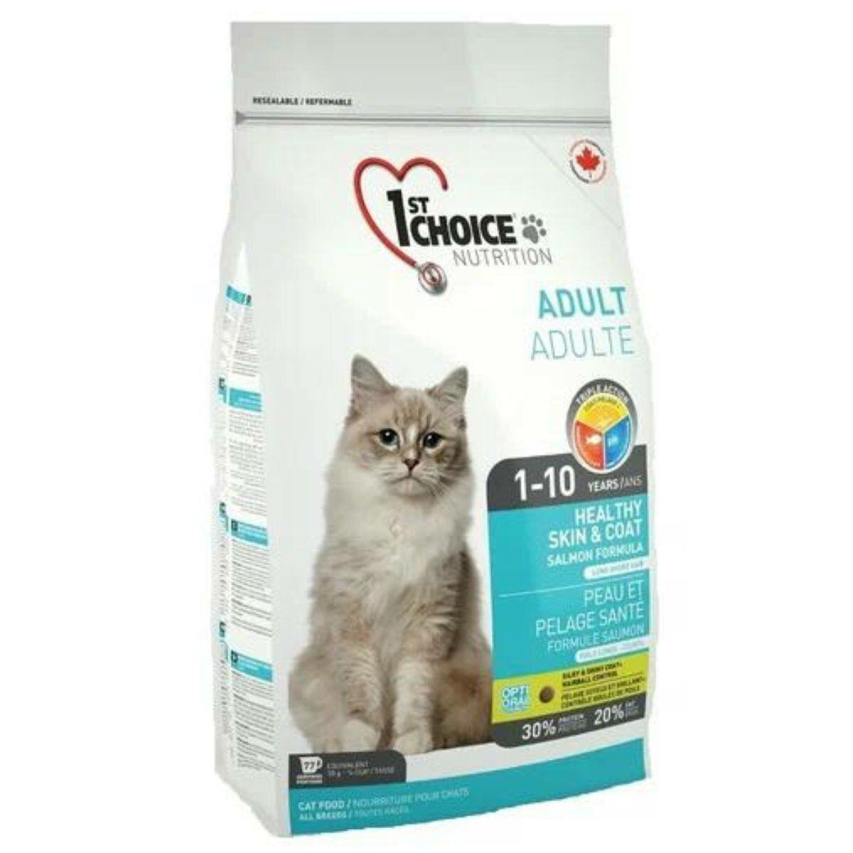 1st CHOICE корм для кошек Здоровая кожа и Шерсть 5.44кг лосось