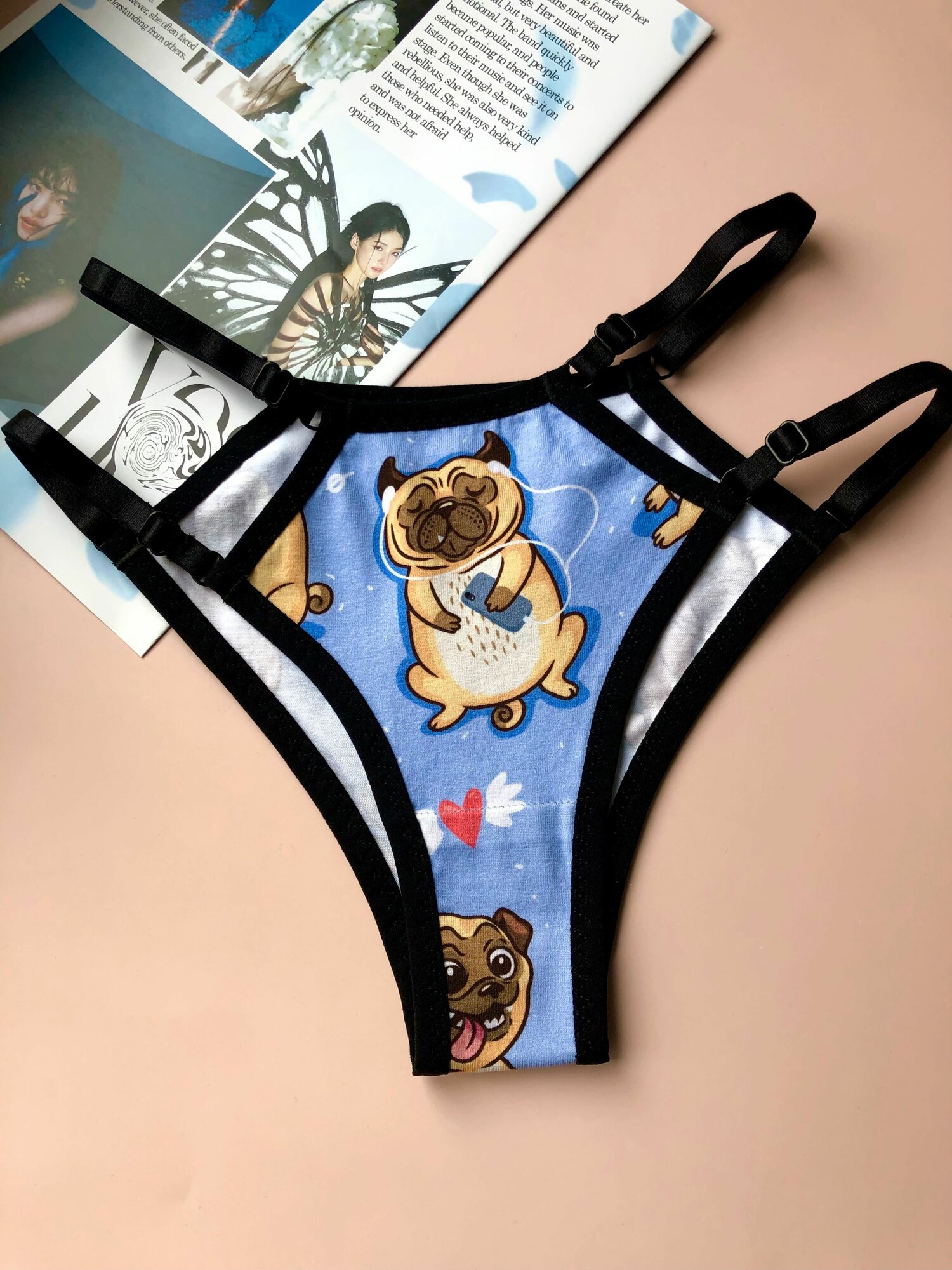 Трусы Caramel underwear, размер XS-S, бежевый, голубой