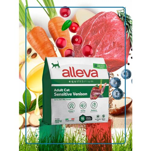 ALLEVA Полнорационный корм SENSITIVE для взрослых кошек с олениной. 0,4 кг. х 4 шт.