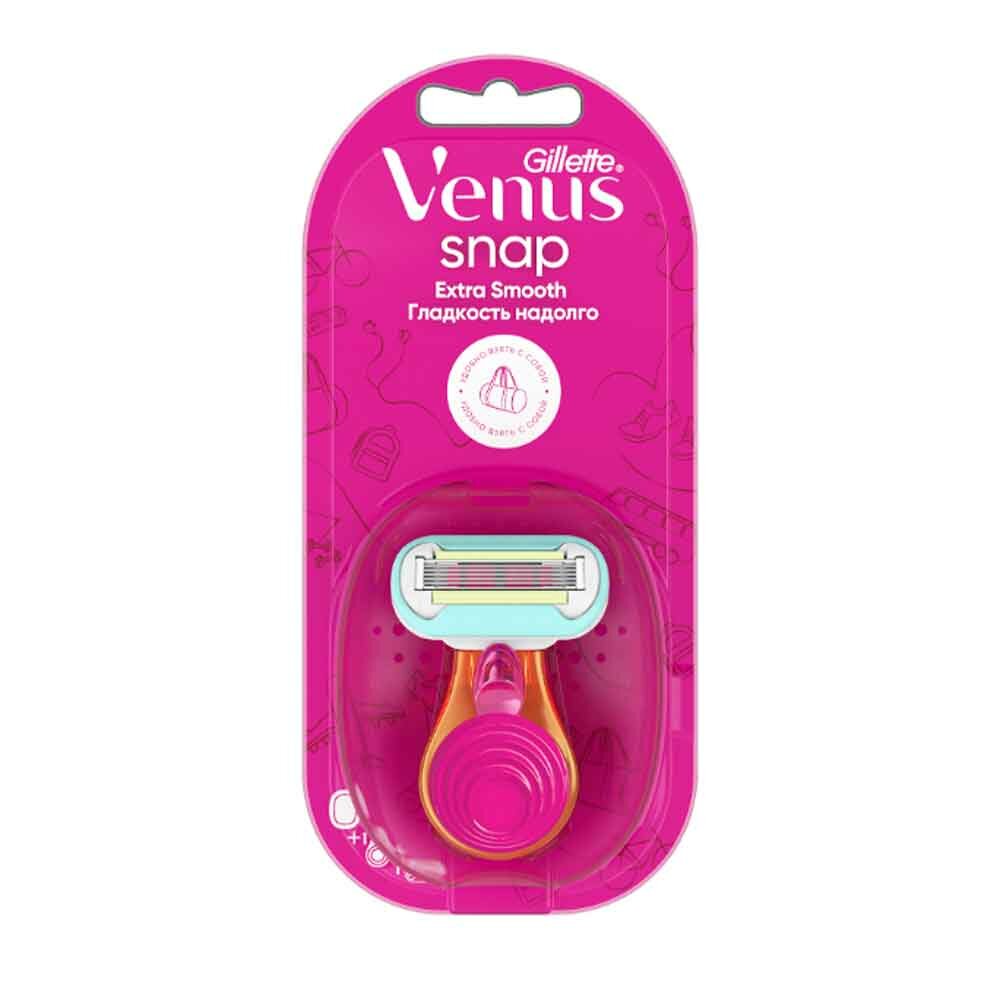 Gillette Venus Snap Бритва компактная для женщин со сменными кассетами (1 шт) + футляр