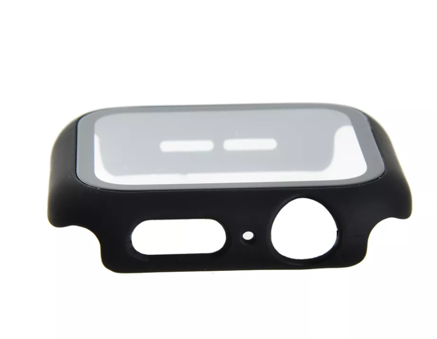 Защитное стекло на Apple Watch, 44mm, черное, с силиконовым чехлом — фото 1
