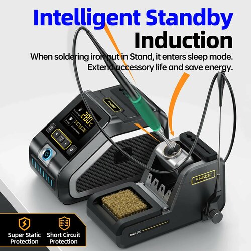 FNIRSI DWS-200 Паяльная станция 200 Вт, DWS-200 Full Set, EU (110V-240V)
