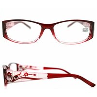 Готовые очки женские коррегирующие для зрения-чтения (+2.00) восток 6614, с широкой дужкой, цвет бордовый, РЦ 62-64, салфетка в подарок