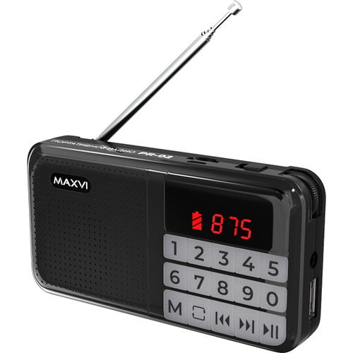 радио fm приемник maxvi pr 03 grey Радио FM-приемник Maxvi PR-02 black