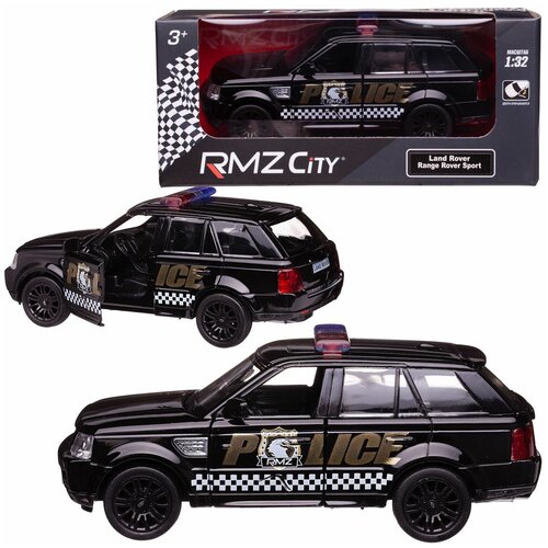 машинка металлическая uni fortune rmz city 1 64 land rover range rover sport без механизмов черный Машинка металлическая Uni-Fortune RMZ City 1:36 Land Rover Range Rover Sport, полицейская машина, инерционная