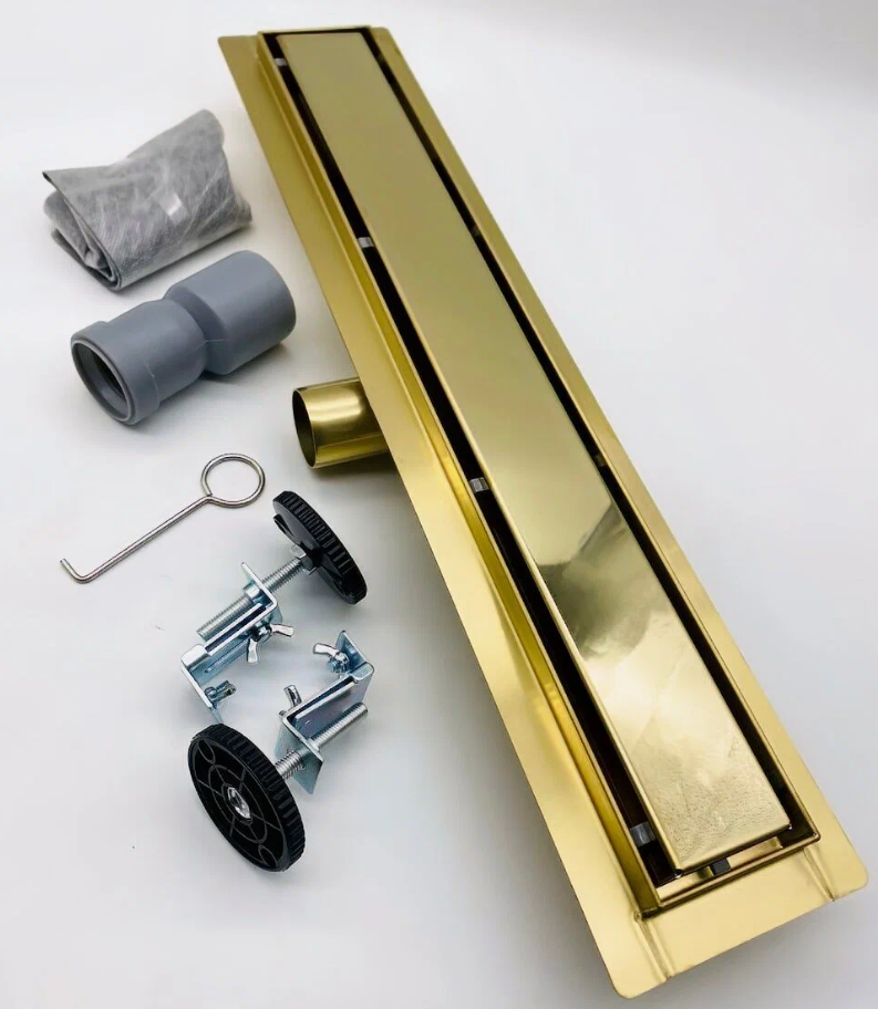 Душевой лоток с решеткой под кладку плитку 70 мм х 700 мм/комбинированный затвор/глянцевое золото TIM арт. BAD487002GP - фотография № 3