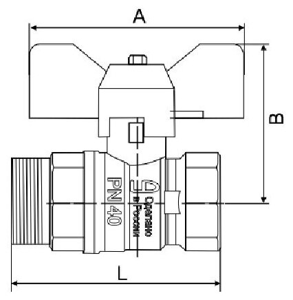 Кран шаровый LD Pride 47. B-Н. Б муфтовый (ВР/НР) для бытовой техники хром Ду 15 (1/2") муфтовый (ВР/НР) 1 шт.