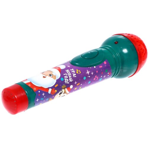 Микрофон Zabiaka Новогодние истории, в пакете игрушка музыкальная енотик на колесиках светозвуковые эффекты 1 шт