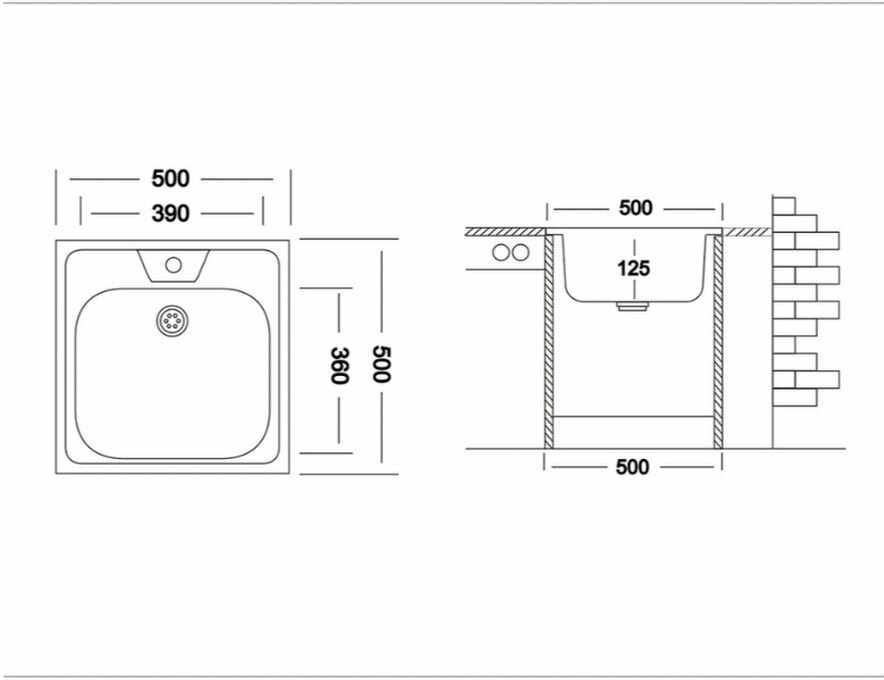 Мойка для кухни 500х500х130 мм - фотография № 2