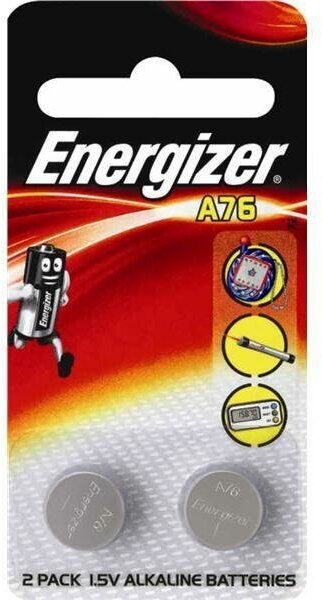 Батарейка для часов Energizer LR44 A76 (AG13) 1.5V, 105mAh, 11.6x5.4mm в блистере 2шт.