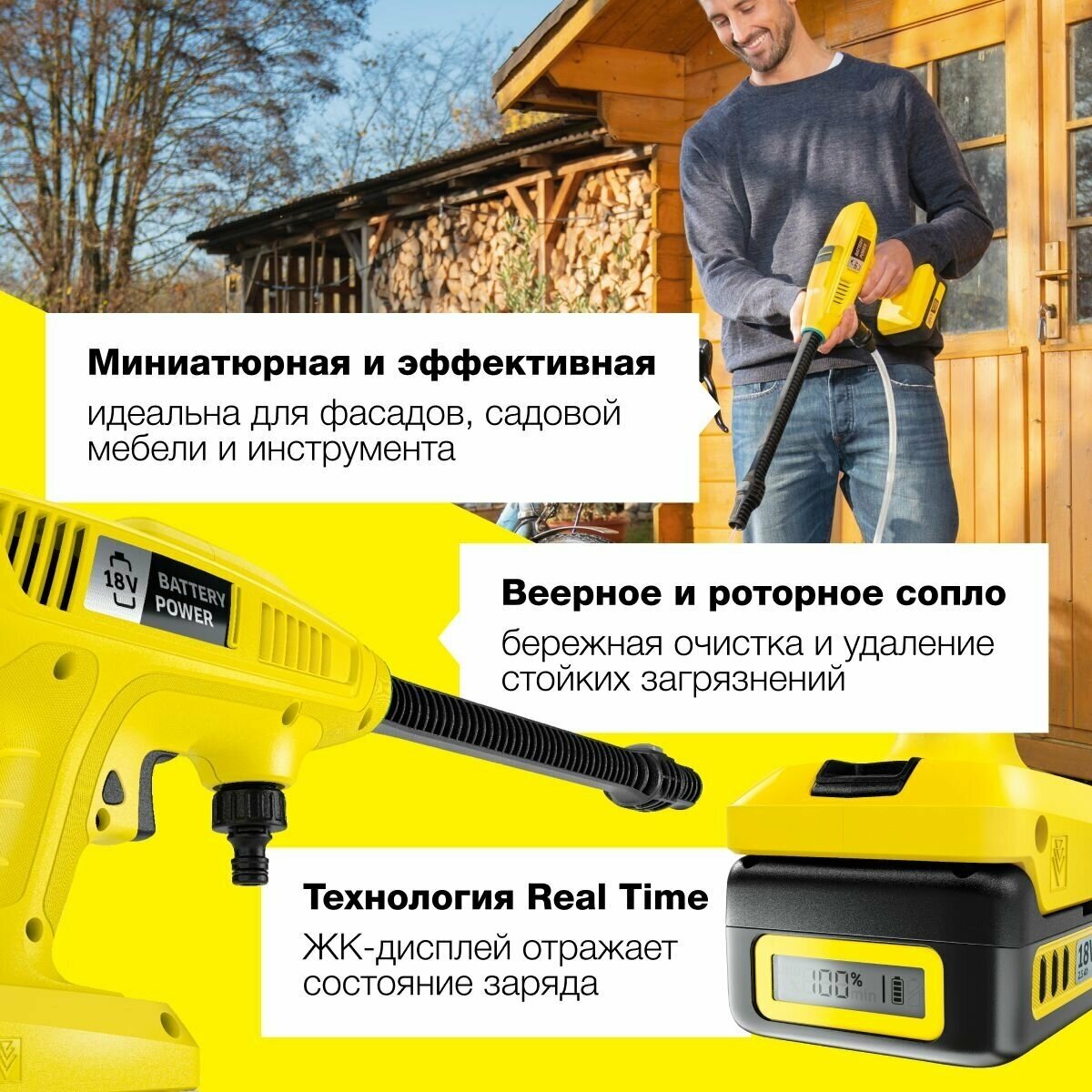 Аккумуляторная мойка KARCHER KHB 4-18 Battery 1328-2000 21 бар 170 л/ч без АКБ и ЗУ