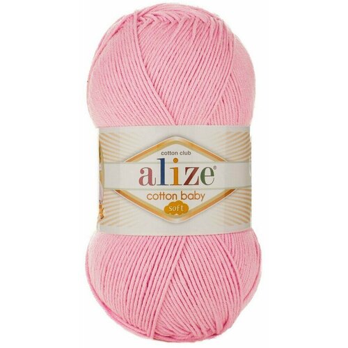 Пряжа Alize Cotton baby soft (Ализе Коттон беби софт) цвет: 185 розовый, 50% хлопок, 50% акрил 100г/270м, 1 шт