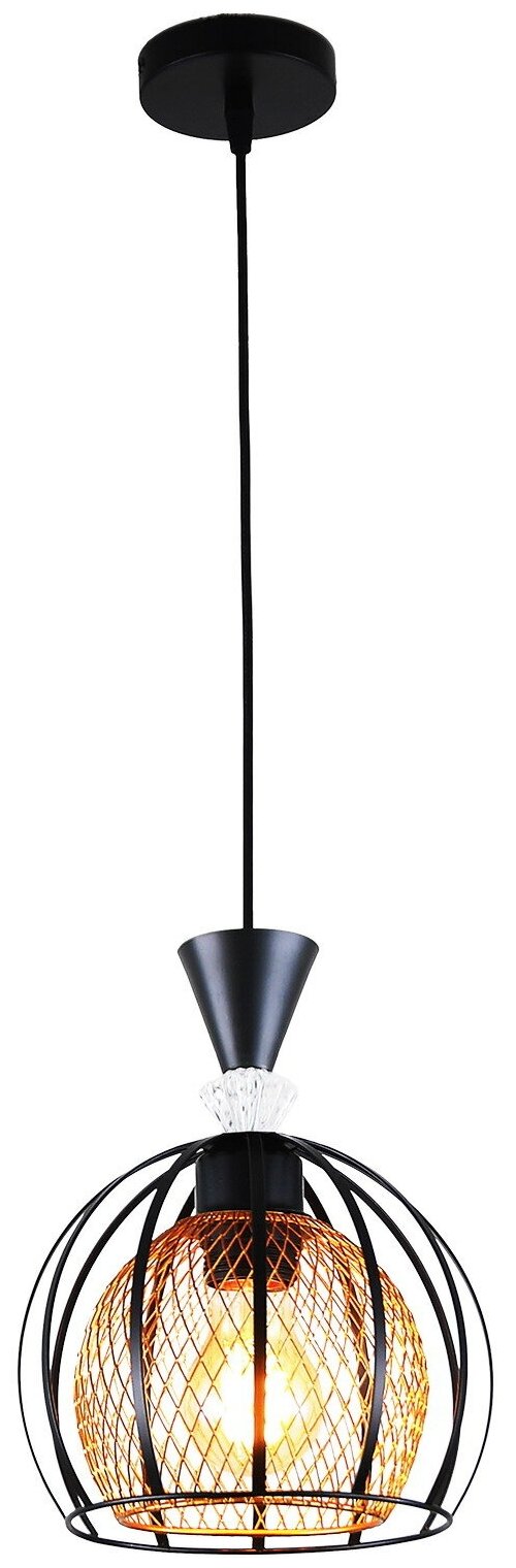Люстра-подвес, светильник потолочный для интерьера спальни, гостиной, студии 03061-0.9-01 BK+GOLD
