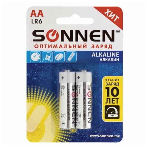 Батарейка Sonnen AA/LR06 (1.5 В) алкалиновая (блистер, 2шт.) (451084), 12 уп.