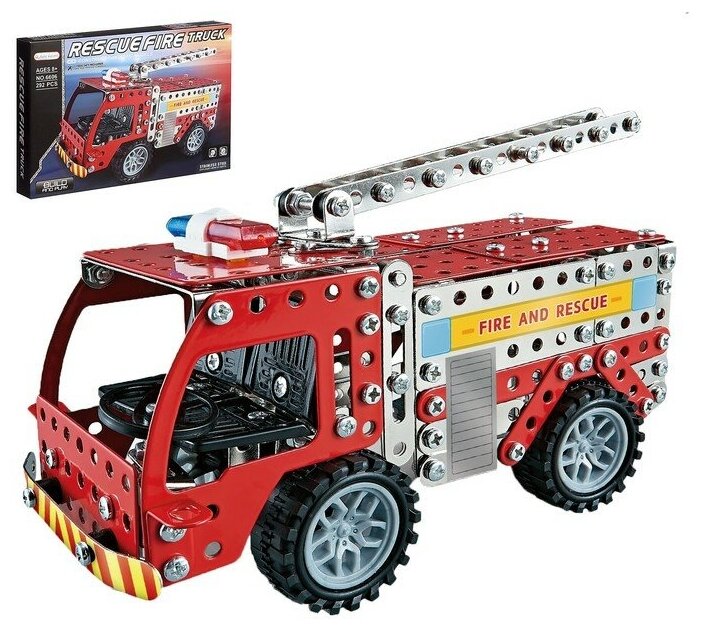 Конструктор металлический Пожарная машина Rescue Fire Truck 292 детали 31х20х4 см