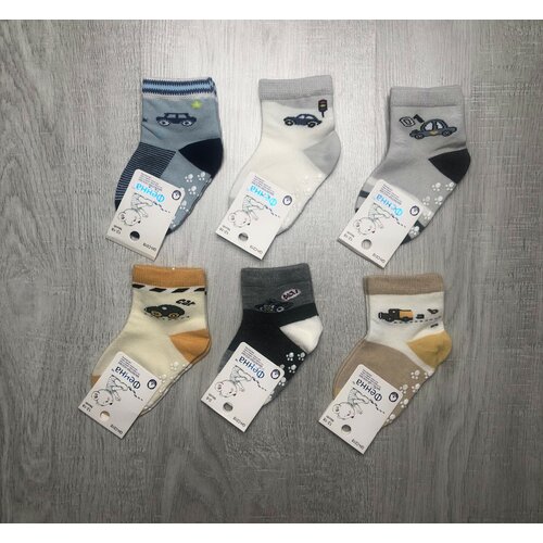 Носки Фенна для мальчиков, нескользящие, 6 пар, размер 12-18, мультиколор