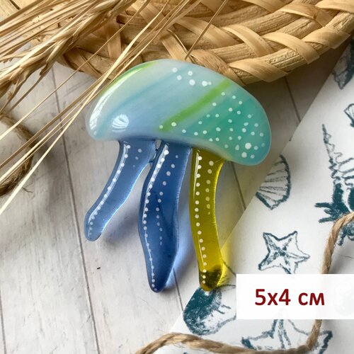 Брошь из стекла Медуза, 5х4см