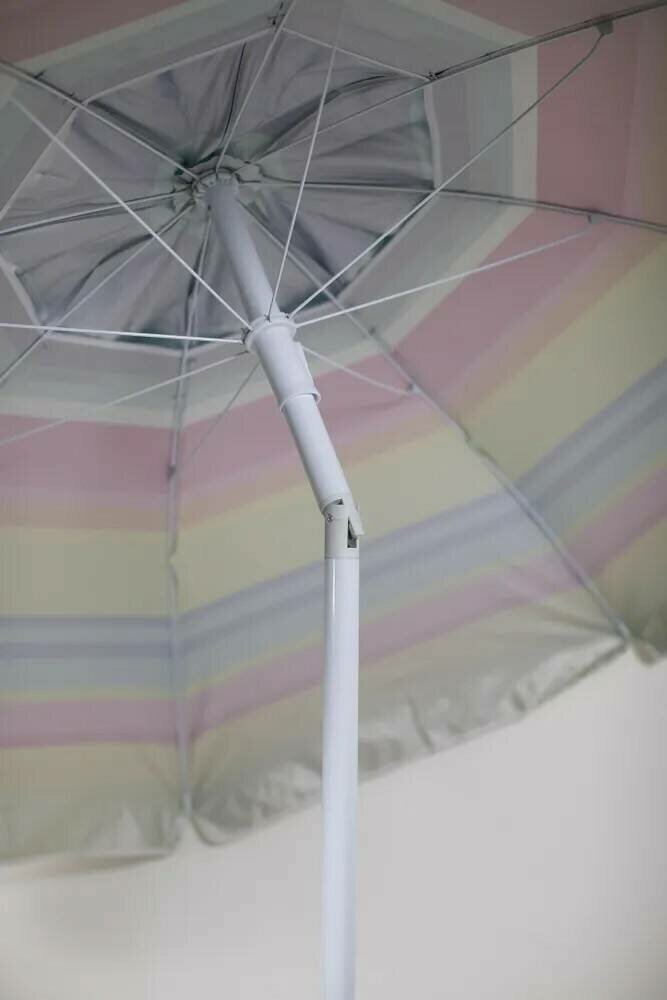 Зонт пляжный, солнцезащитный 2.0 м , 8 спиц метал бел. ткань-оксфорд с серебром внутри. С клапаном и наклоном. - фотография № 4