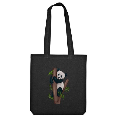 Сумка шоппер Us Basic, черный сумка панда на дереве зеленый
