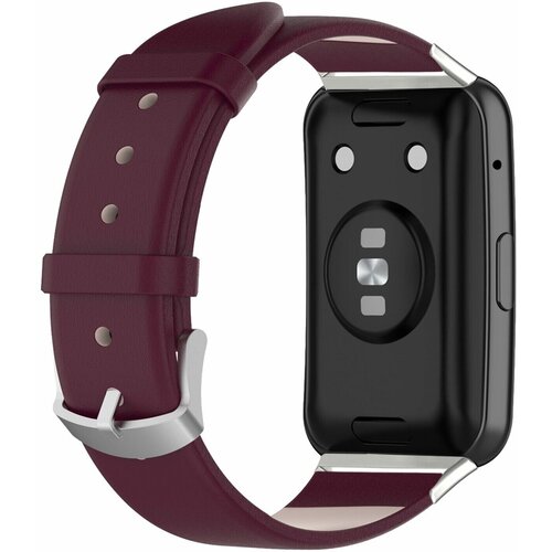 Кожаный ремешок для Huawei Watch Fit TIA-B09 (темно-красный)