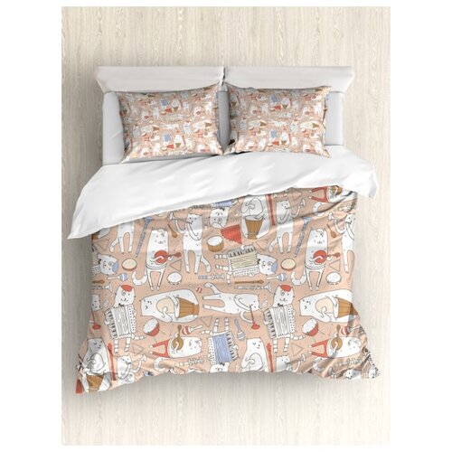фото Комплект постельного белья "артистичные коты", 1,5-спальный (пододеяльник+2 наволочки) ambesonne