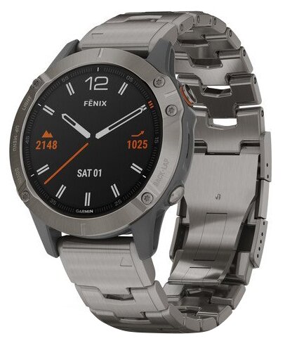 Спортивные титановые наручные часы Garmin Fenix 6 Sapphire Titanium Gray GPS 010-02158-23