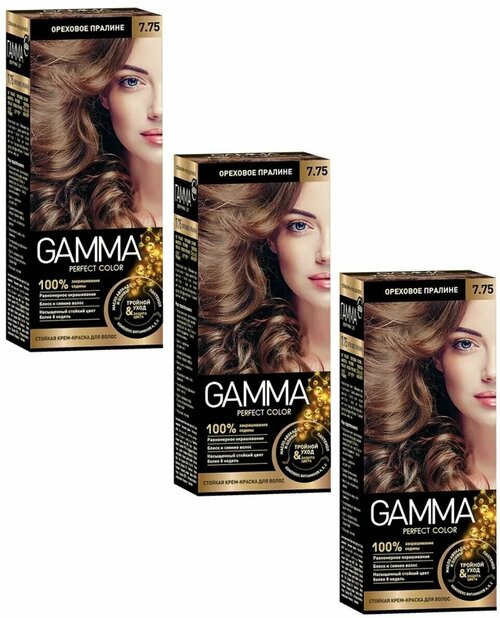 GAMMA Perfect color Краска для волос 7.75 Ореховое пралине набор 3шт