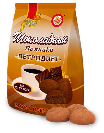 Пряники Петродиет, шоколадные на фруктозе 350 г - фото №1