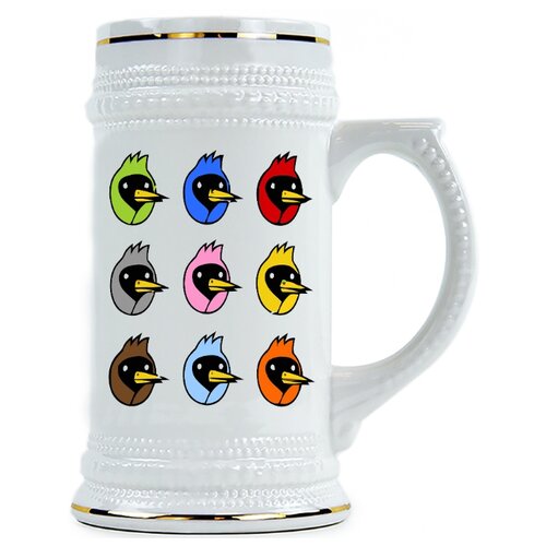 фото Пивная кружка головы птиц цветные drabs
