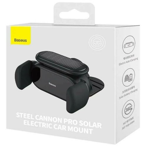 автомобильный держатель для телефона baseus steel cannon 2 air outlet sugp000001 черный Автомобильный держатель Baseus Steel Cannon Pro Solar Electric Car Mount (SUGP010001) с солнечной батарей