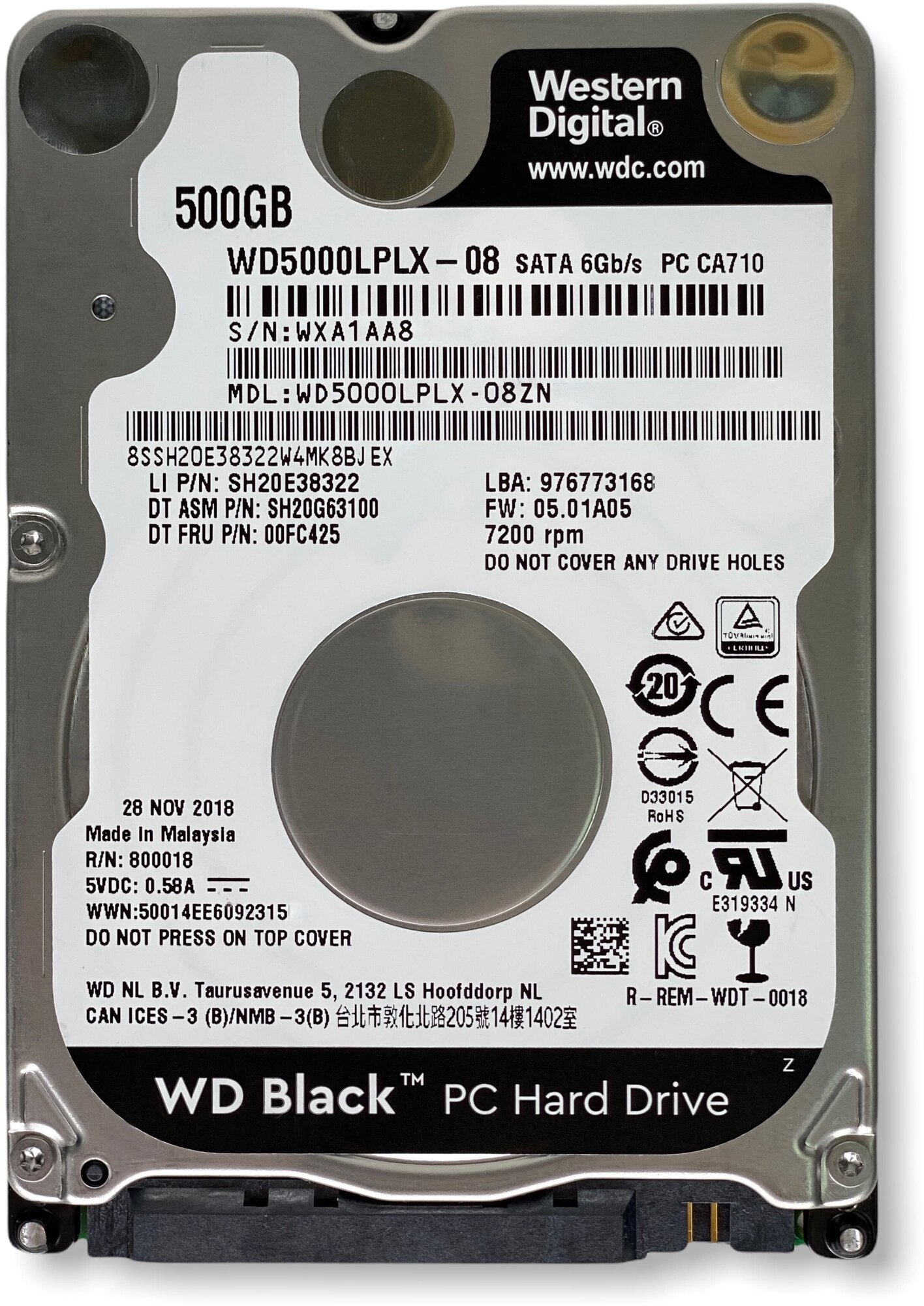 Жесткий диск Western Digital WD Black 500 ГБ WD5000LPLX