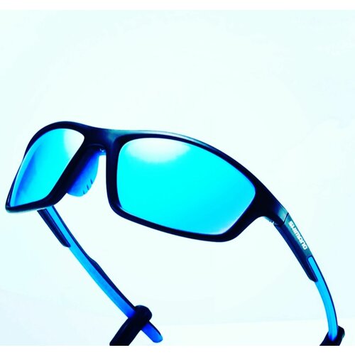 Солнцезащитные очки SHIMANO, прямоугольные, спортивные, ударопрочные, устойчивые к появлению царапин, поляризационные, с защитой от УФ, зеркальные, синий