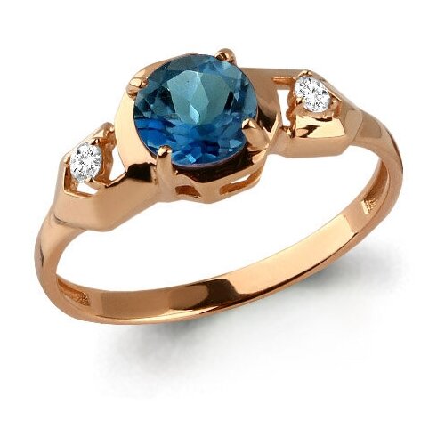 фото Кольцо diamant online, серебро, 925 проба, золочение, топаз, фианит, размер 17.5