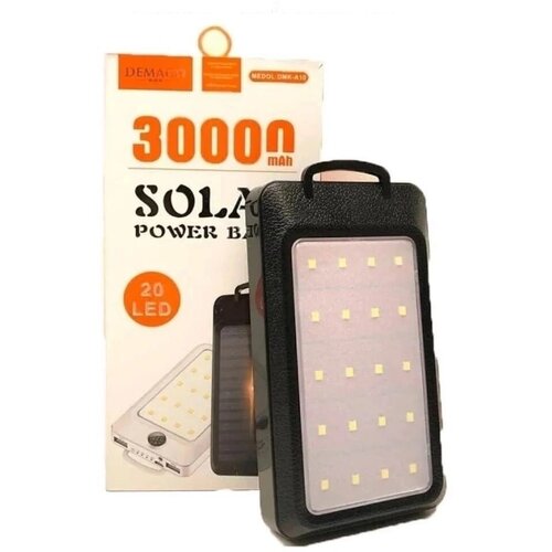 Внешний аккумулятор на солнечной батарее повербанк Power Bank 30000mah DMK-A9A10 SOLAR DemacoФонарик 119900₽