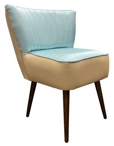 Кресло Бьерн размер 60 х 70 см, наружная часть искусственная кожа цвет бежевый, внутренняя часть текстиль цвет голубой - фотография № 1