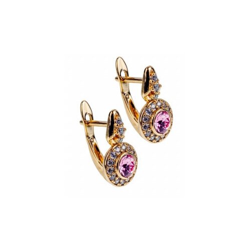 Серьги классические с кристаллами Swarovski золотистые