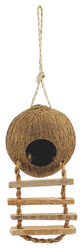 Triol NATURAL домик для птиц из кокоса "Шале", с лестницей, 100-130/450 мм - фотография № 3