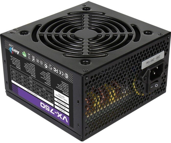 Блок питания Aerocool VX Plus 750 ATX 750W (24+4+4pin) APFC 120mm fan 4xSata RTL